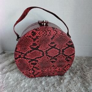 Vintage Y2K Cosmetic Travel Case. Red Snake Skin Pattern. Very Clean! SEE PHOTOS